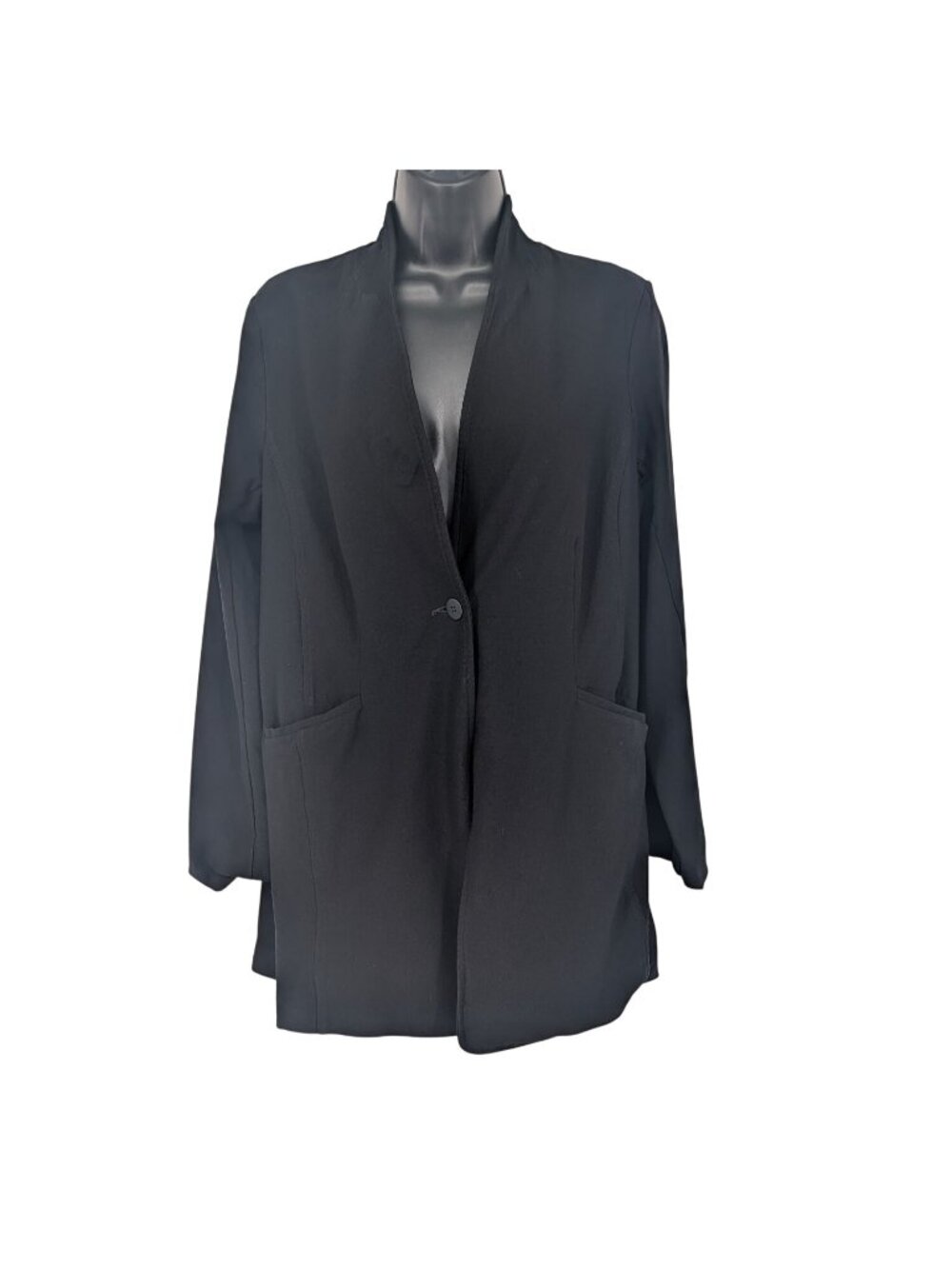 Eileen Fisher Black Open Front Blazer Minimalist Office Career Capsule Size M